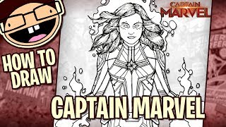 How to Draw CAPTAIN MARVEL 2019 Movie  Narrated Easy StepbyStep Tutorial [upl. by Rosemarie]