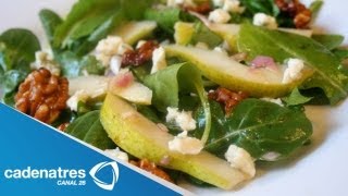 Ensalada de arúgula con cebolla caramelizada y nueces garapiñadas Receta de Ensalada sana [upl. by Rastus]