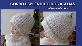 GORRO ESPLÉNDIDO  DOS AGUJAS🥢 [upl. by Ramirol]