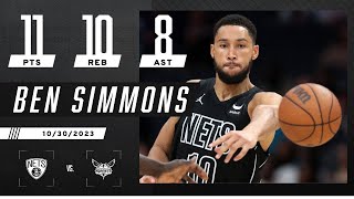 Highlights Ben Simmons nears tripledouble as Nets top Hornets  NBA [upl. by Htedirem478]