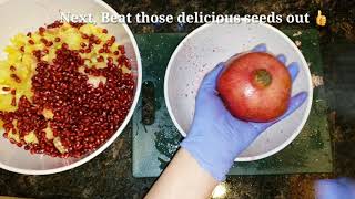 How to deseed a pomegranate fast must see Major time saver de seeding a pomegranate foodtv [upl. by Ettenowtna]