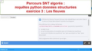 Parcours SNT algoréa  Requêtes Python données structurées exercice 3 [upl. by Ytsanyd823]