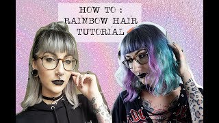 HOW TO  Rainbow hair dye tutorial  CANNIBALECORE amp LUCIE MOONCHILD [upl. by Amerak]