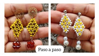 Tutorial aretes de margaritas y girasoles con mostacillas  beaded [upl. by Anivid582]