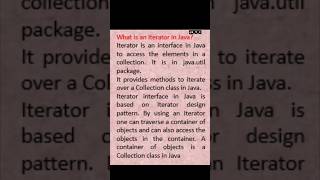 What is an iterator in java iterator java javainterviewquestions iteratorinjava sti [upl. by Bellina]