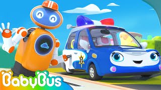 Police Car at Gas Station 🚔⛽  Learning Vehicles  Pretend Play  Kids Cartoon  BabyBus [upl. by Eamanna]