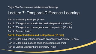 L7 TemporalDifference Learning P5Expected Sarsa amp nstep Sarsa —Mathematical Foundations of RL [upl. by Jarret]