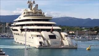 Worlds Largest Yacht Dilbar Majestic Docking in Antibes  18min Crew Choreography [upl. by Amihc]