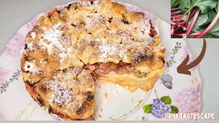 Rhubarb Pudding Cake Recipe  Rhabarberkuchen mit Streuseln und Pudding [upl. by Rratsal147]