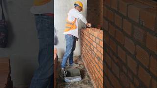 Brick installation process shorts ytshorts construction brickmasonry [upl. by Liauqram]