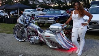 Veltboy314  Female Owned Fully Custom Harley Bagger Air Ride Spinning Wheel Sound System🎬📽🔥 [upl. by Ysdnil]