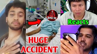 Badge 99 HUGE ACCDENT 😢💔 All Free Fire YouTubers React Badge99ff [upl. by Marlo]