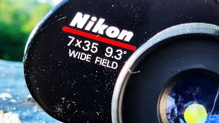 Nikon action 7x35 93° 1980x binoculars review comparison repair бінокль lornetka fernglas [upl. by Attlee510]