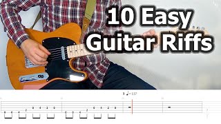 10 Easy Guitar Riffs for Beginners with Tabs [upl. by Hallie413]