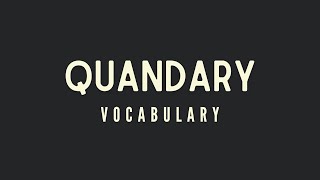 What is the meaning of Quandary [upl. by Reinnej]