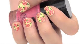 Pintado de uñas con flores grandes vintage [upl. by Ravert]