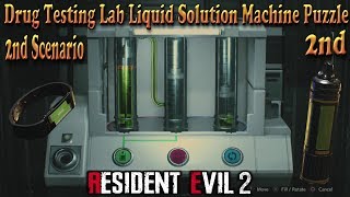 Resident Evil 2 Remake 1st Scenario Drug Testing Lab Liquid Solution Machine Puzzle Guide [upl. by Dorina]