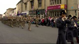 British soldiers parade through Warminster before Afghanistan deployment [upl. by Amado]