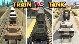 TRAINS VS TANKS IN EVERY GTA GAME  CAN YOU STOP THE TRAIN GTA 5 [upl. by Conard]