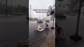 This is crazy flooding OHMYGOD At least they having fun🏊‍♀️🤯😱hurricane florida aftermath [upl. by Esiom361]