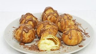 Profiteroles Recipe  How to Make Profiteroles  Profiteroles with Custard Filling [upl. by Undis]