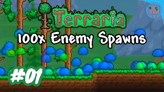 THE INVASION BEGINS  Terraria x100 01 [upl. by Llevaj]