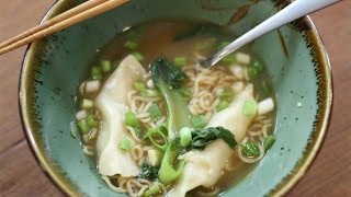 Simple Won Ton Soup with Ramen  SAM THE COOKING GUY [upl. by Yht549]