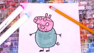 Comment Dessiner et Colorier Papa Pig  Coloriage et Dessin [upl. by Servetnick]