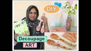 Decoupage for beginners  Decoupage on wood  Malayalam [upl. by Norraf]