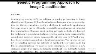 A Global and Local Surrogate Assisted Genetic Programming Approach to Image Classification [upl. by Aiyot108]