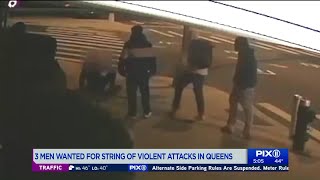 Trio sought in violent attacks in Queens [upl. by Atinad]