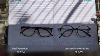 Lenskart Photochromic Vs Crizal Transition Lens [upl. by Naginarb556]