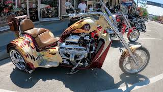 Insane V8 Chopper Trikes  Sturgis Main Street [upl. by Fontes201]