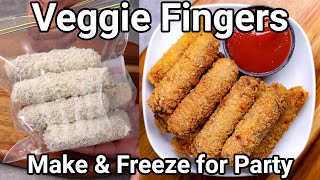 Make Party Snacks in 2 Mins  Veg Fingers Recipe  KFC Cafe Style Veg Strips  Homemade Frozen Snack [upl. by Trefler]