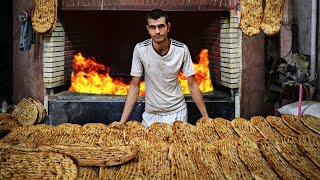 Baking Berber bread in Iran  Iranian Bread Baking  Baking bread [upl. by Myrlene883]