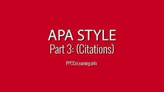 APA Style  Part 3 Citations [upl. by Ocirnor]