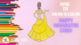 How To Draw Girl Playing Garba 🌺 Navaratri🎨Drawing For Beginners  Easy Drawing art drawing garba [upl. by Dacey664]