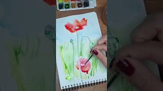 Peindre un Coquelicot à l’Aquarelle  Guide Étape par Étape aquarellefacile watercolor [upl. by Derdlim]