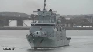 GERMAN NAVY BADENWURTTEMBERG CLASS FRIGATE FGS RHEINLANDPFALZ F225 ENTERS DEVONPORT 171123 [upl. by Cathleen]