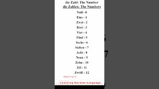 German 1 to 12  All Numbers in German 112  Zahlen von 1 bis 12 auf Deutsch shorts german [upl. by Consuelo22]