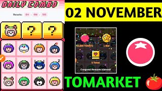 Tomarket Airdrop Daily Combo 2 November  Tomato Daily Combo Today  Tomarket daily combo card [upl. by Hartzel]