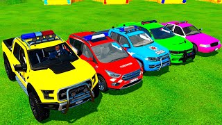 TRANSPORTING COLOR FORD POLICE MERCEDES VOLKSWAGEN FORD MUSTANG POLICE   Farming Simulator 22 [upl. by Welles]