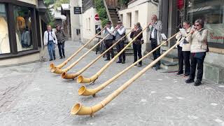 Alphorn Impromptu Street Performance  Zermatt Switzerland [upl. by Aytnahs]