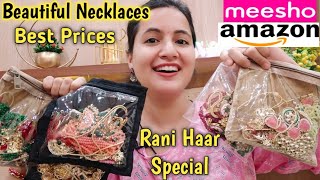 MEESHO amp AMAZON JEWELLERY Haul  Partywear Necklaces Jewellery Haul  Neemas Talk [upl. by Handy]