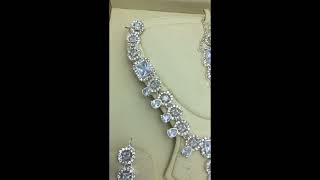 Elegant White Zircon amp Stone Necklace Jewelry Set With Earrings And Teeka ZV19538 [upl. by Graeme]