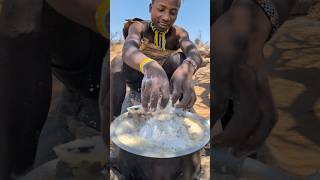 Hadzabe boys preparing their food middle of nowhere This is New special meal made by tribefood [upl. by Brenk]