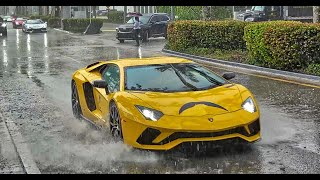 100 LAMBORGHINI IN HEAVY RAIN  BULL RUN 2024  Lamborghini MIAMI [upl. by Einnim415]