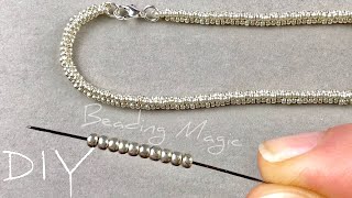 Easy Beaded Chain Tutorial How to Make a Beaded Rope Necklace [upl. by Aisetra517]