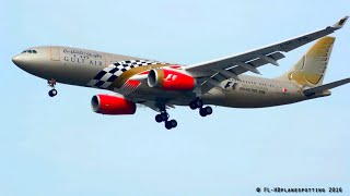 Grand Prix livery Gulf Air Airbus A330s at Heathrow airport [upl. by Etnad]