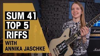 Top 5 Sum 41 Guitar Riffs with Annika  Thomann [upl. by Nnahgaem]